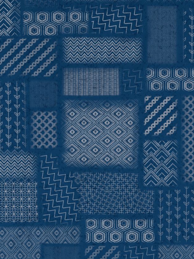 Ethnic Patch CLARET BLUE
